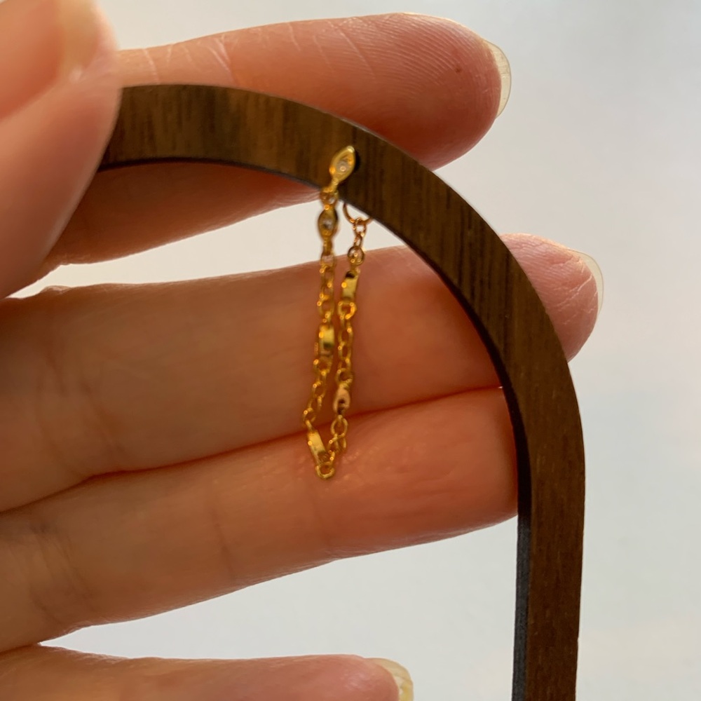 Single Earring Elegant 14k Gold Plated Chain with Tiny Cubic Zirconias NWOT